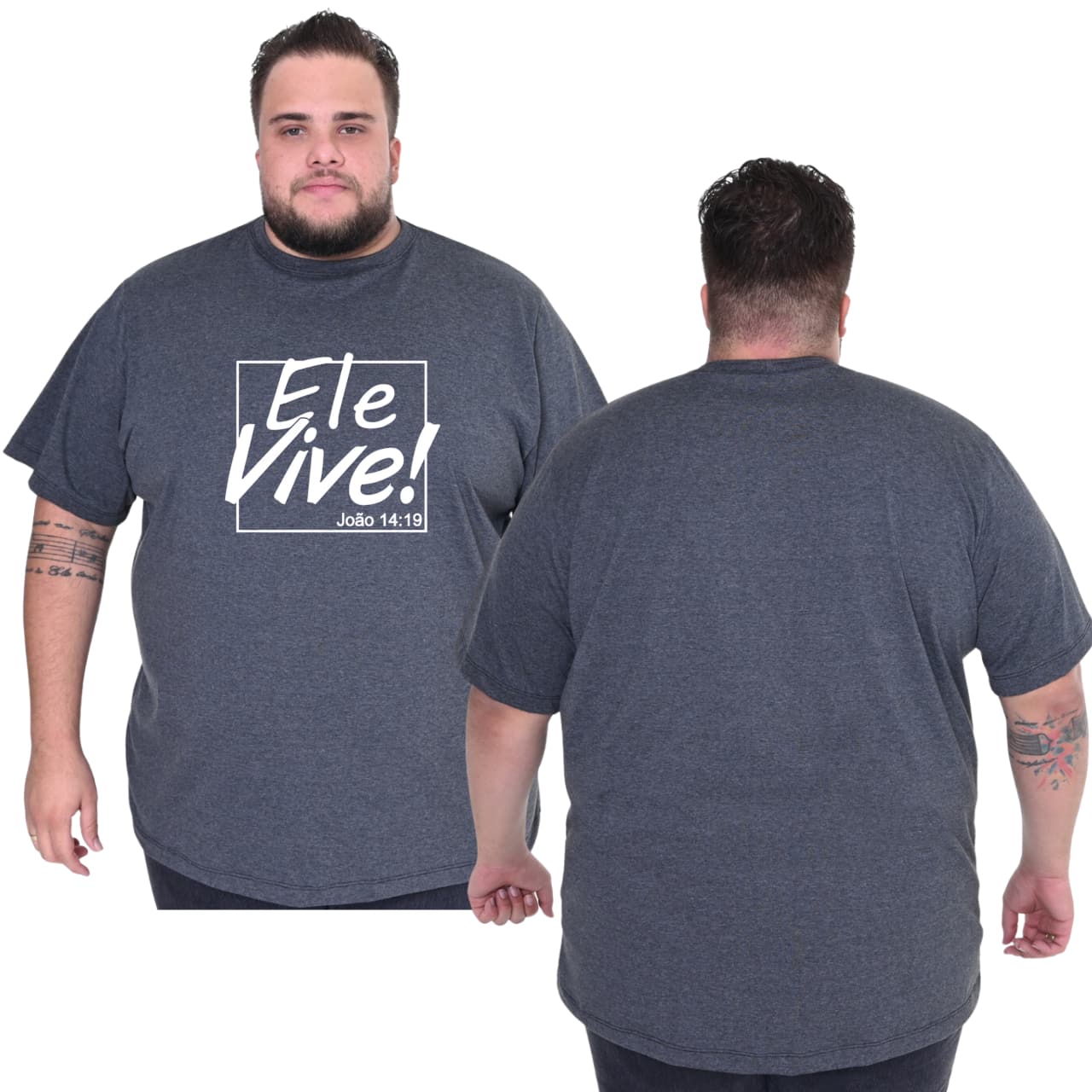 Men's Plus Size Christian T-Shirt He Lives Printed Shirt G1 To G11 - 深灰色 - 查看 1
