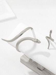 1 Set de joyería de anillo y pulsera con forma de serpiente exagerada, de europea y americana, para mujeres - Plateado - Ver 3