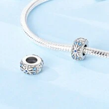 1pc 925 Sterling Silver Beads Rainbow Colored Zirconia Love Shaped Silicone Stopper Starry Sky Charms Beads Fit DIY Bracelets Positioning Bead Fine Jewelry Accessories Valentines