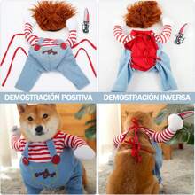 ANTSAY Disfraz de Halloween para mascotas, Disfraz de muñeca de perro novedosa, Lindos disfraces de mascotas para Halloween, Navidad, Cosplay, fiesta, Ropa divertidos para gatos, cachorros, perros medianos