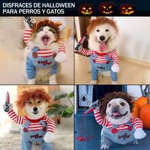 ANTSAY Disfraz de Halloween para mascotas, Disfraz de muñeca de perro novedosa, Lindos disfraces de mascotas para Halloween, Navidad, Cosplay, fiesta, Ropa divertidos para gatos, cachorros, perros medianos