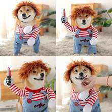 ANTSAY Disfraz de Halloween para mascotas, Disfraz de muñeca de perro novedosa, Lindos disfraces de mascotas para Halloween, Navidad, Cosplay, fiesta, Ropa divertidos para gatos, cachorros, perros medianos