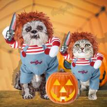 ANTSAY Disfraz de Halloween para mascotas, Disfraz de muñeca de perro novedosa, Lindos disfraces de mascotas para Halloween, Navidad, Cosplay, fiesta, Ropa divertidos para gatos, cachorros, perros medianos