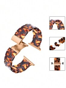 1pc Tesin Tortoiseshell Print Watch Band, Compatible With Apple Watch 40mm Ultra 49mm 44mm 45mm 46mm 41mm 42mm 38mm, Leopard Pattern Wristband, Compatible With Apple Watch Series SE 11 10 9 8 7 6 5 4 3 2 1, Watch Band Accessory (Band Only) - Brown - View 8