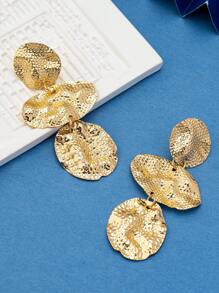 1 Pair Of Simple And Versatile Oval Asymmetric Patterned Earrings Suitable For Fashionable Commuting