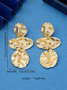 1 Pair Of Simple And Versatile Oval Asymmetric Patterned Earrings Suitable For Fashionable Commuting