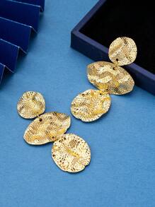1 Pair Of Simple And Versatile Oval Asymmetric Patterned Earrings Suitable For Fashionable Commuting