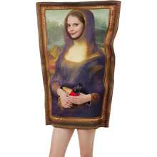 名画服装蒙娜丽莎呐喊万圣节成人男女趣味创意装扮 - 棕色 - 查看 3