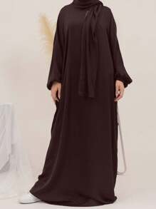 2pcs/Set Sleeveless Tank Top And Cardigan Combo, Multiple Choices, Please Refer To Size Chart Carefully. 1pc Women Pocket Headscarf Design, Skin-Friendly Breathable Fabric, Suitable For Women's Daily Outdoor Prayer Wear, Loose And Convenient Abaya, Two Sizes Available