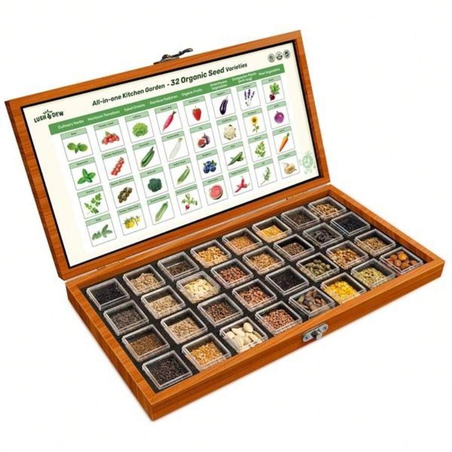 LUSH&DEW Full Companion Plants Seed Bank 32 Organic Garden Plant Seed