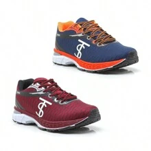 Kit 2 Pairs Men's Sneakers Ideal For Gym Running Walking Everyday Casual - Cam + Phong - Xem 1