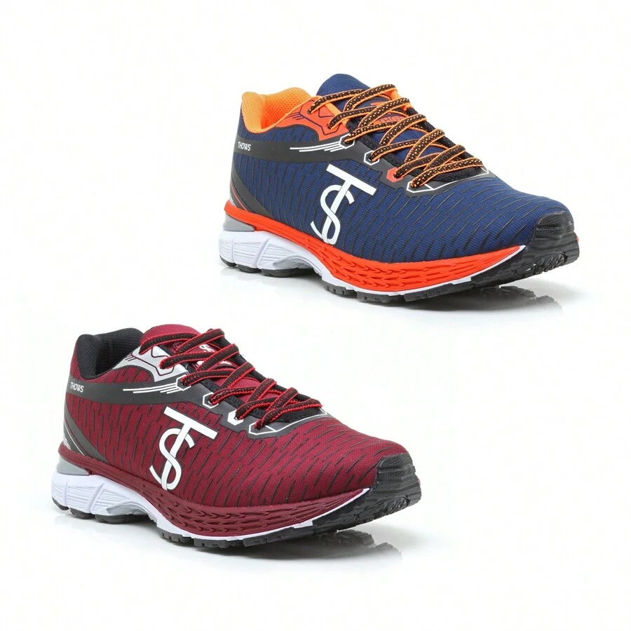 Kit 2 Pairs Men's Sneakers Ideal For Gym Running Walking Everyday Casual - Cam + Phong - Xem 1