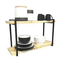 Trio Of Double Industrial Style Wall Mounted Shelves For 20cm - màu đen - Xem 4
