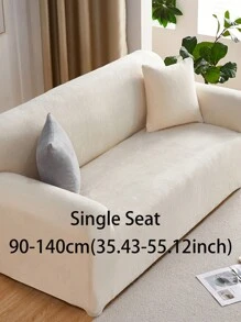 1pc Winter Warm Plush Solid Color Elastic Sofa Cover, Modern Minimalist Anti-Slip All-Inclusive Sofa Protector, Fits L-Shaped And 1/2/3/4 Seat Sofas