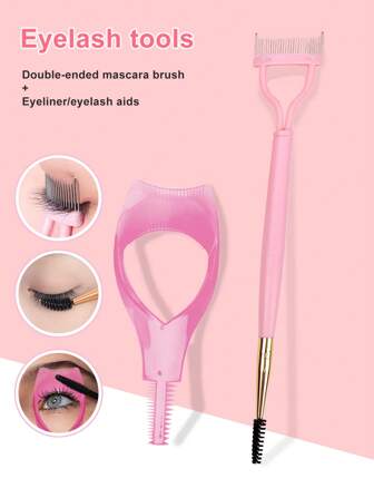 2pcs Eyelash Products - Eyelash Curler Guard And 2-In-1 Stainless Steel Eyelash Comb Eyebrow Brush, Create Natural Lashes And Prevent Mascara Clogging On Makeup Tools,Makeup,Cheap,Room Decor,Vanity,Travel,Bedroom,Makeup Accessories,Cheap,Stocking Stuffers,Makeup,Makeup Tools,Cheap Stuff,Gifts,Gifts For Women,Christmas Gifts