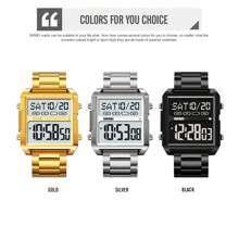 男士数字手表 Skmei 2299 不锈钢表带 30 米防水奢华金色腕表 - 均碼 - 查看 10