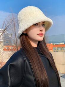 1 件女士纯色羊毛渔夫帽，厚实保暖护耳针织帽，休闲优雅复古街头时尚百搭亚克力帽，适合秋冬户外、滑雪、旅行、派对、日常穿着 - MM1092 - 查看 16