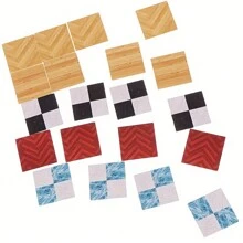 9 piezas Piso de madera en miniatura para casa de muñecas: 1:12 mini cocina de 30X30MM, comedor, accesorios de decoración de escena de baño DIY