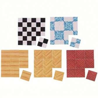 9pcs Dollhouse Miniature Wooden Floor: 1:12 Mini 30X30MM Kitchen,Dining Room, Bathroom Scene DIY Decor Accessories