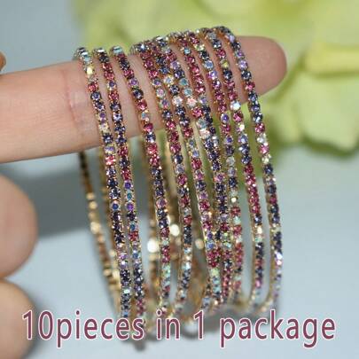 Delicate Mini Crystal Bracelet, Elastic Rhinestone Bracelet In Multiple Colors, Suitable For Men And Women