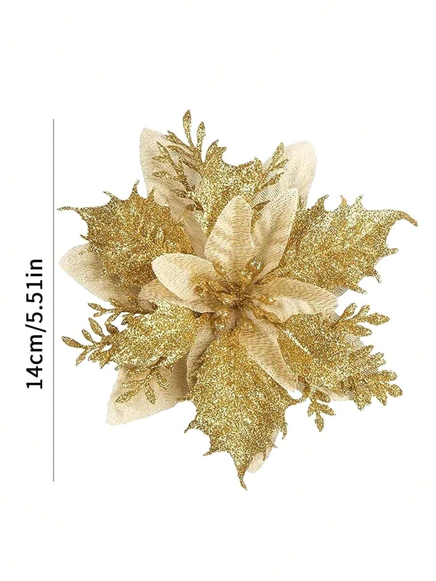 12pcs 5.9inch Red Frame Christmas Flowers, Artificial Poinsettia