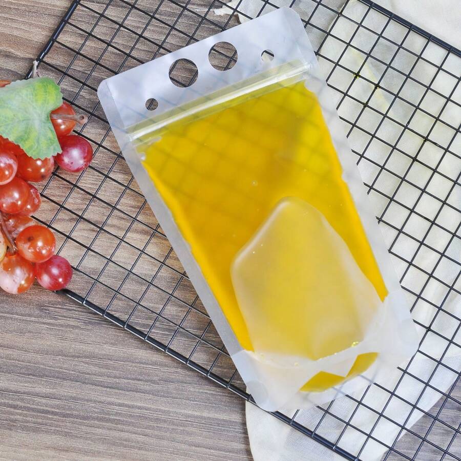 10/20/50pcs 500ml Reusable Drink Pouches With Straw, Insulated Hot