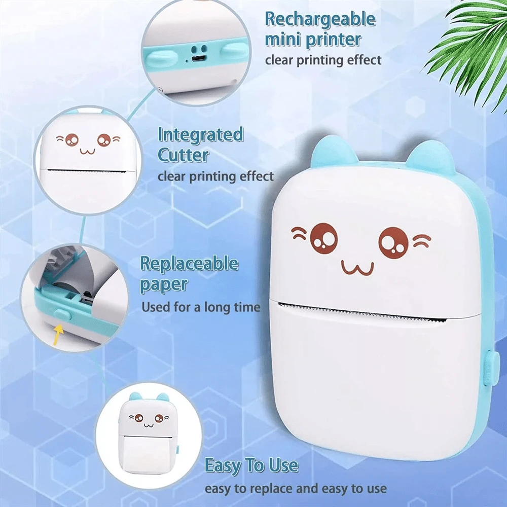 Mini Printer Pocket Thermal USB Bluetooth Phone Photos Label Printing