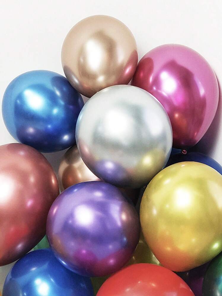 20 个 10 英寸高品质镀铬金属乳胶气球，金属红色、紫色、粉色、金色、绿色、玫瑰金、银色、蓝色乳胶气球适用于婚礼生日派对装饰 - 彩色 - 查看 4