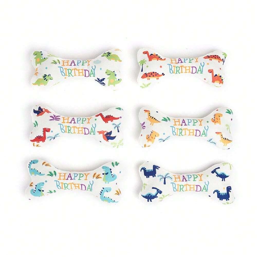1pc Pet Plush Doll, Birthday Bone, Dinosaur Bone, Cat/Dog Durable Chew