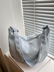 1 件女孩灯芯绒拉链开合新款小设计大容量手提包简约时尚单肩包简约休闲斜挎包，内部空间大，送给朋友、女朋友、妈妈的礼物，适合日常外出通勤（包包会有点味道，尺寸会有点偏差） - 斜跨包 - 查看 7