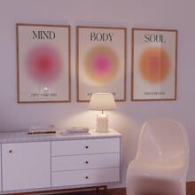 3Pcs/Set Unframed Vintage Motivational Quote Positive Aura Spiritual Grainy Gradient Wall Art, Aesthetic Room Decor, Waterproof Canvas Wall Art, Artwork Wall Painting For Gift, Bedroom, Living Room, Office, Bathroom, Home And Dormitory Decoration