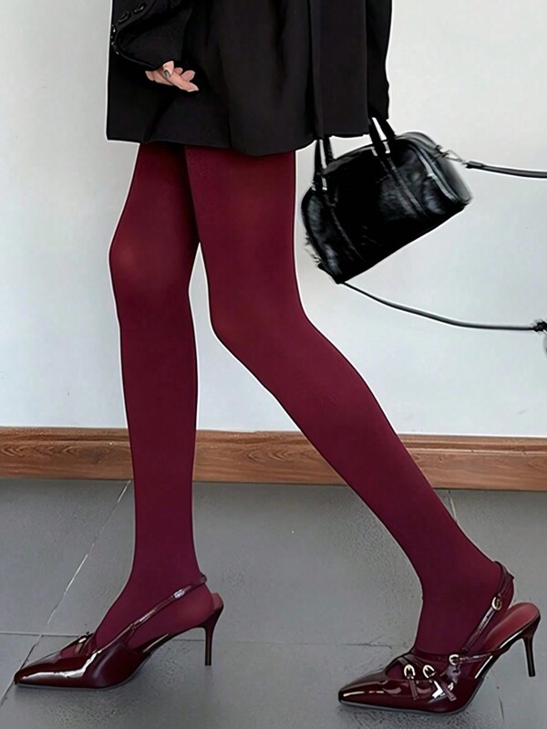 1pc Women's Fashionable Solid-Color Velvet Leggings For Fall & Winter Casual Wear