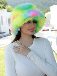 Women's Fluffy Hat For Winter With Stretch Cossack Russian Style White Warm Cap - Khaki - View 2