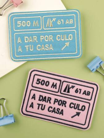 2st/set skyltmönster Gör-det-själv-tyglappar, fashionabla minimalistiska polyester- påstryknings- eller sydekaler för kläder, väskor, skor, hattar, heminredning, blå och rosa färger