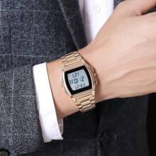 Skmei Men Digital Watch Skmei 2239 Stainless Steel Strap 30 Meters Waterproof Luxury Gold Wristwatch