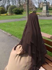 1 pieza Pañuelo de cabeza de gasa de 3 capas de unicolor, transpirable y cómodo, elegante y casual de poliéster, adecuado para todas las estaciones