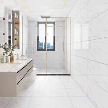 30pcs 5.4㎡ 3D Stereo Light Grey Marble Pattern Imitation Ceramic Tile Wall Sticker, Waterproof, Moisture-Proof, Covering Ugly Wall Panel, Kitchen & Bathroom Sticker, Aluminum Plastic Board Wall Sticker
