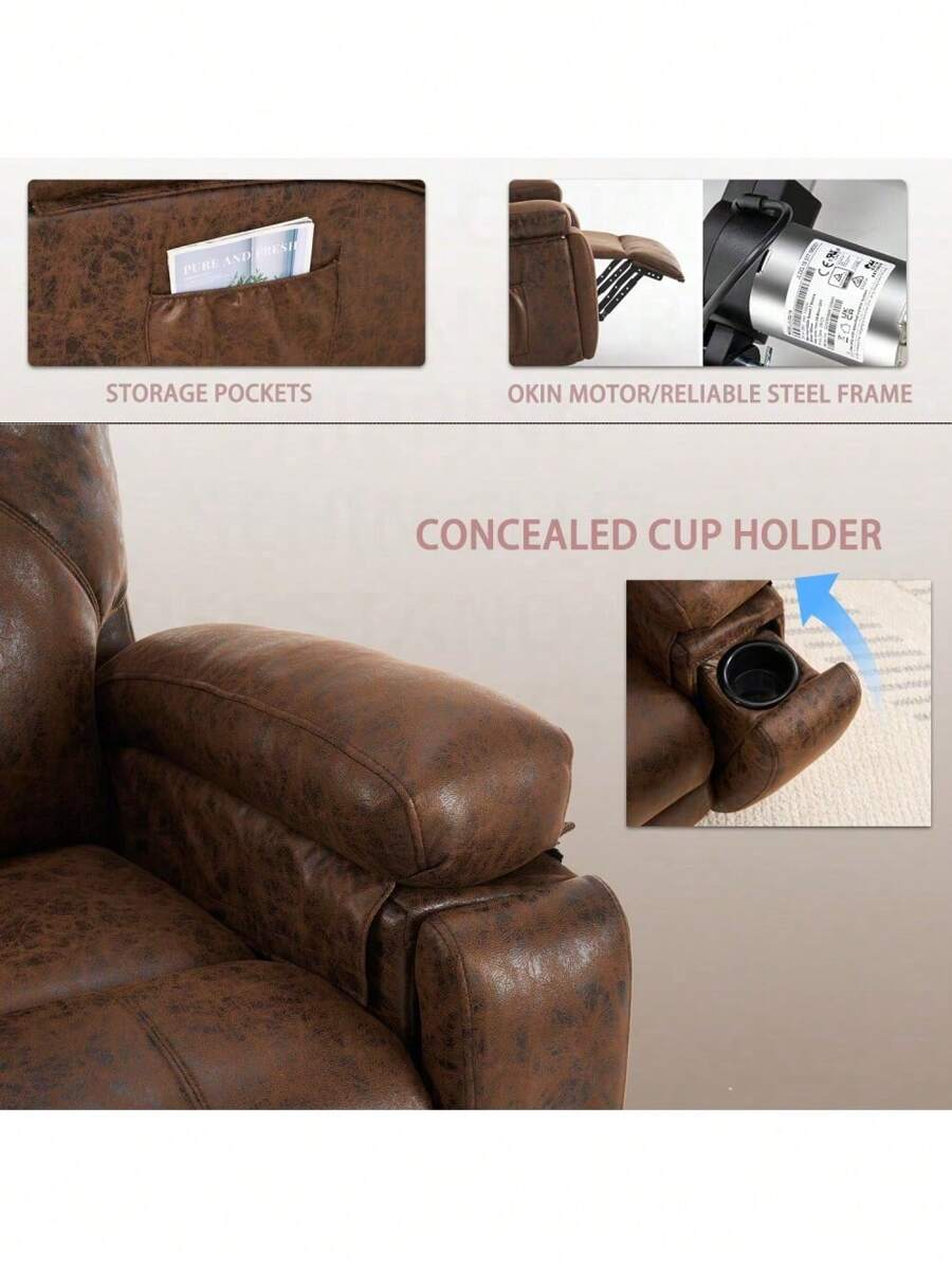 Power Lift Recliner Chair With Massage Elderly, Overstuffed Wide