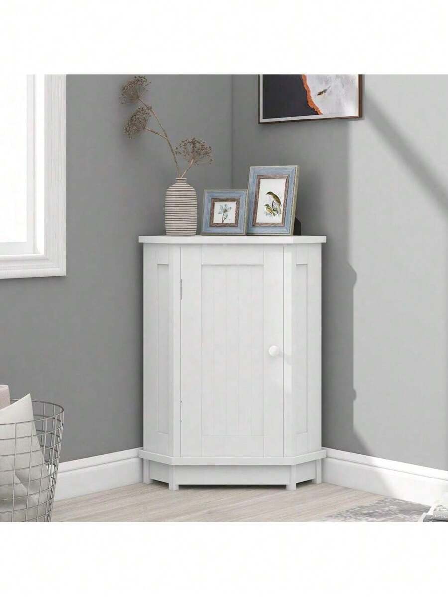 White Bathroom Triangle Corner Storage With Adjustable