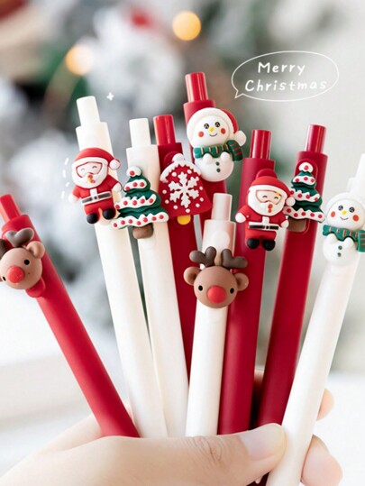 1 caneta esferográfica de Natal fofa, tinta preta de 0,5 mm