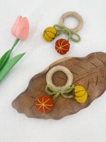 1pc Handmade Woven Pumpkin Napkin Ring - Fall Harvest Fruit Design, Ideal For Home, Restaurants, Weddings, Parties, Buffet Table Decor