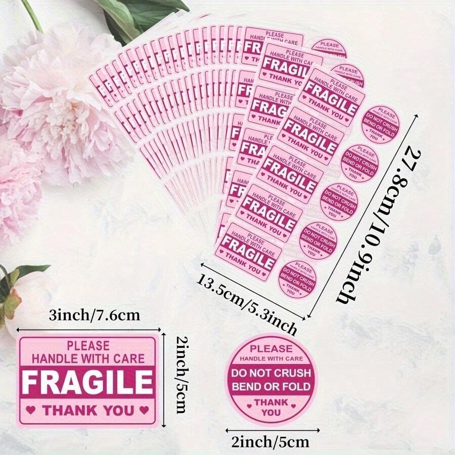 100 Pieces Fragile Handle With Care Stickers Do Not Crush, Fold Or