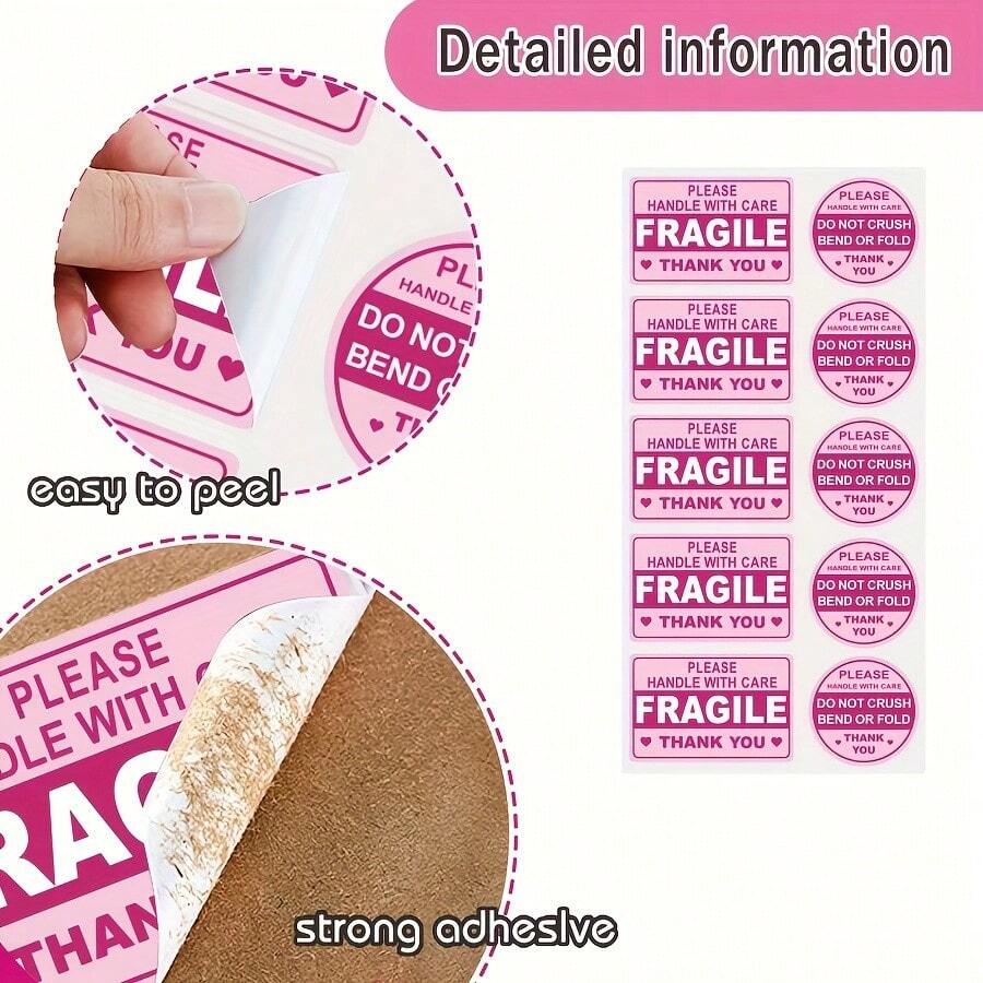 100 Pieces Fragile Handle With Care Stickers Do Not Crush, Fold Or