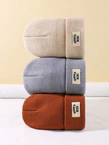 3 件套儿童针织帽，带汽车标志，适合秋冬季穿着 - 彩色 - 查看 3