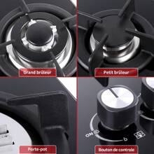 IsEasy Gas Stove Glass Ceramic Gas Hob 4 Burners Built-In Natural Gas/Propane Gas