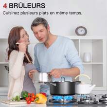 IsEasy Gas Stove Glass Ceramic Gas Hob 4 Burners Built-In Natural Gas/Propane Gas