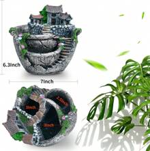 Goldblue Fairy Garden Planter Plants Pot Tiny Creative Flowers Succulent Plants Fairy House Pot Holders Hanging Garden Design With Sweet House - 銀色 - 查看 3