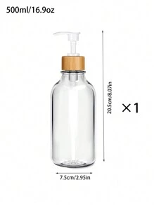 Badezimmer Seifenspender Set, 500ml flüssige Handseife & Lotionspender Set (Mit Bambusplatte), Badezimmer Seifenspender Set (Mit Pumpe), Bauernhaus Stil Badezimmer Deko, Boho Stil Badezimmer Accessoires (Klar), Spülmittel, Handdesinfektionsspray, Flüssige Duschgel - Verschiedenfarbig - Übersicht 12