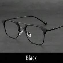 1 par de gafas rectangulares de doble haz sin graduación, de color negro, con montura de metal, adecuadas para todas las estaciones, de moda, con estilo retro, ideales para el trabajo de oficina, las compras, la decoración, el aprendizaje de los estudiantes, la lectura, las reuniones de negocios, los juegos, la protección ocular, las fiestas, los viajes, los deportes, los espectáculos en escena y la conducción.