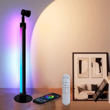 1 件 RGB 角落落地灯适用于客厅阅读 APP 智能音乐同步变色 LED 灯卧室彩色装饰灯柔和氛围照明可调光带遥控器 - 帶頭燈圓底款 - 查看 13